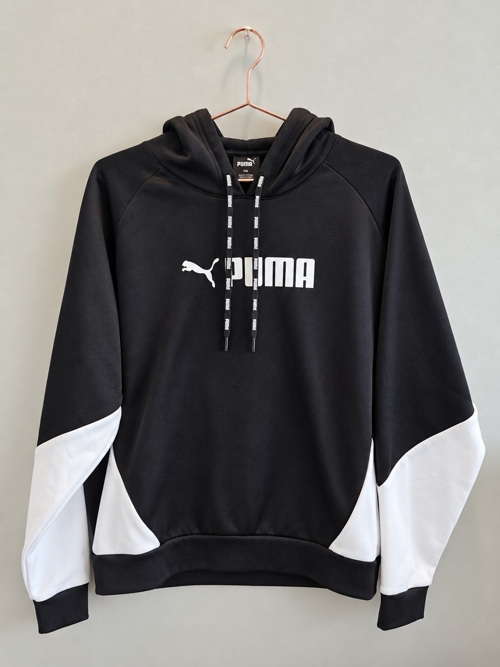Puma Ladies Black Hoodie with White Accent Panels